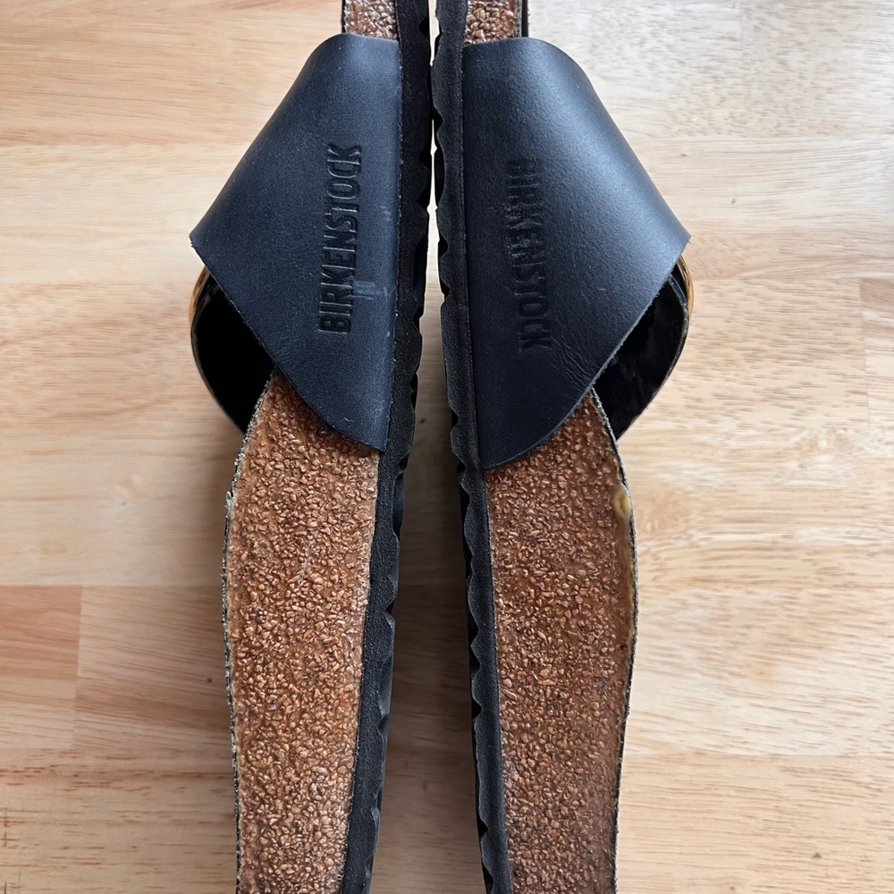 Birkenstock Madrid Dark Navy Sandals with Gold Buckle - Picture 2 of 5
